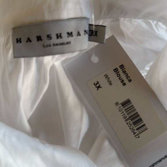 Harshman 3X Bianca Band Collar Cotton Poplin Blouse NWT MSRP $192 - Picture 6 of 11